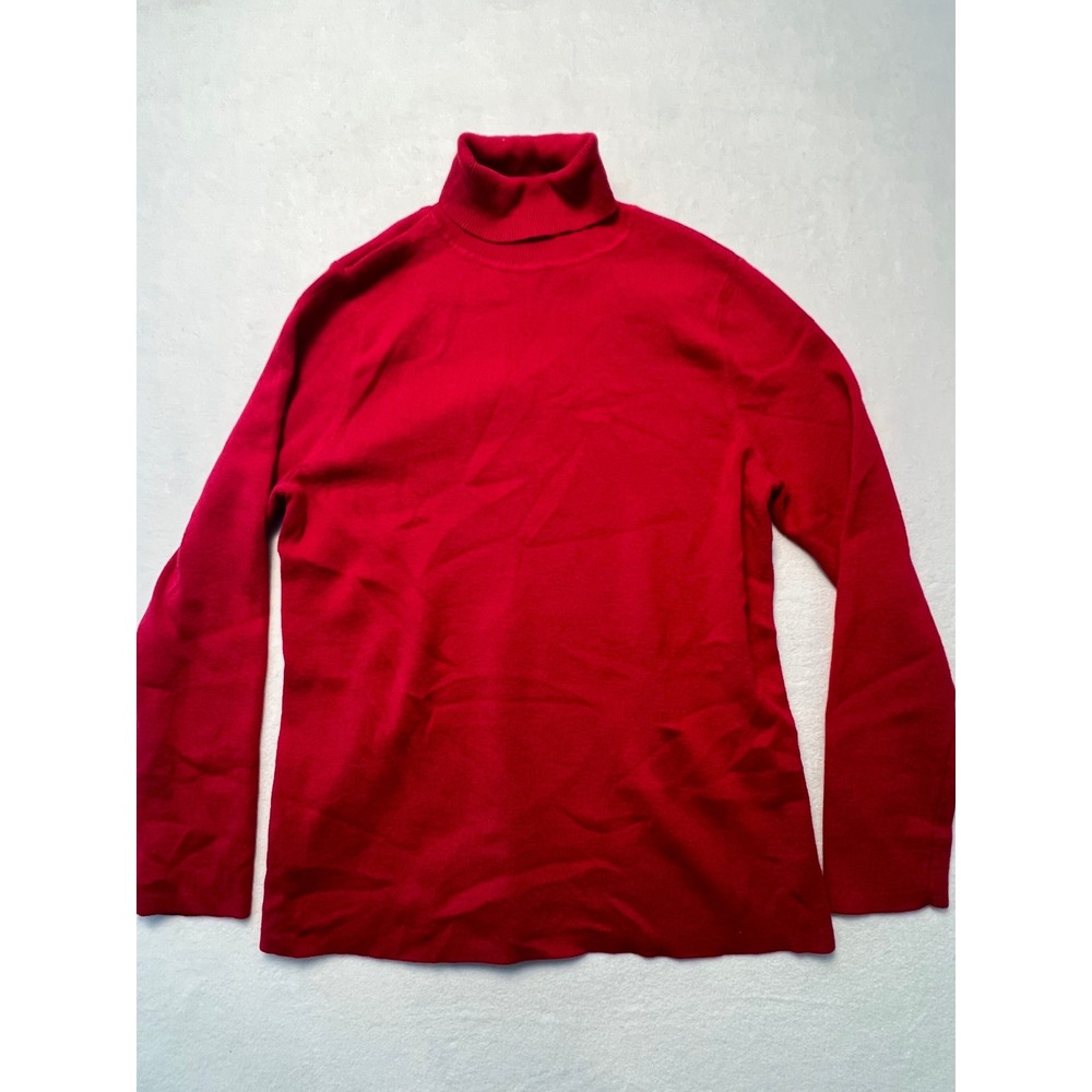Chico's 2P/ Large Petite Turtleneck Sweater Classic Preppy Red Coolmax Knit Top